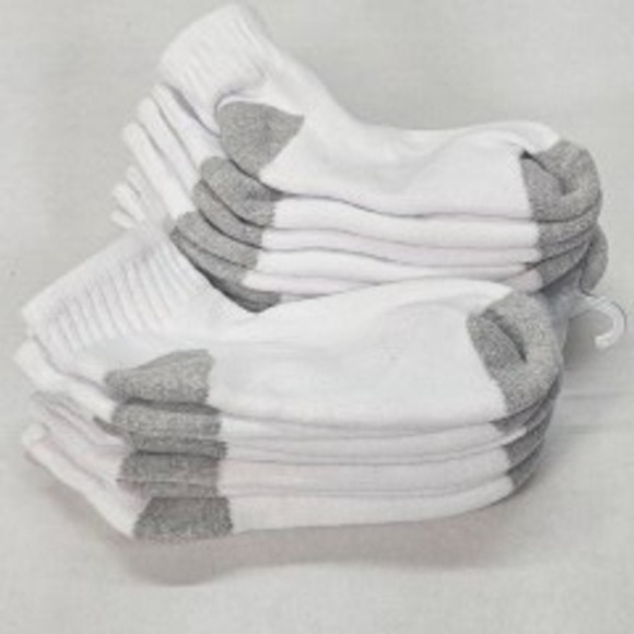 Kids White Athletic Socks with Gray Toe and‎ Heel 9 Pair Pack Size S 3-7 - Picture 6 of 7